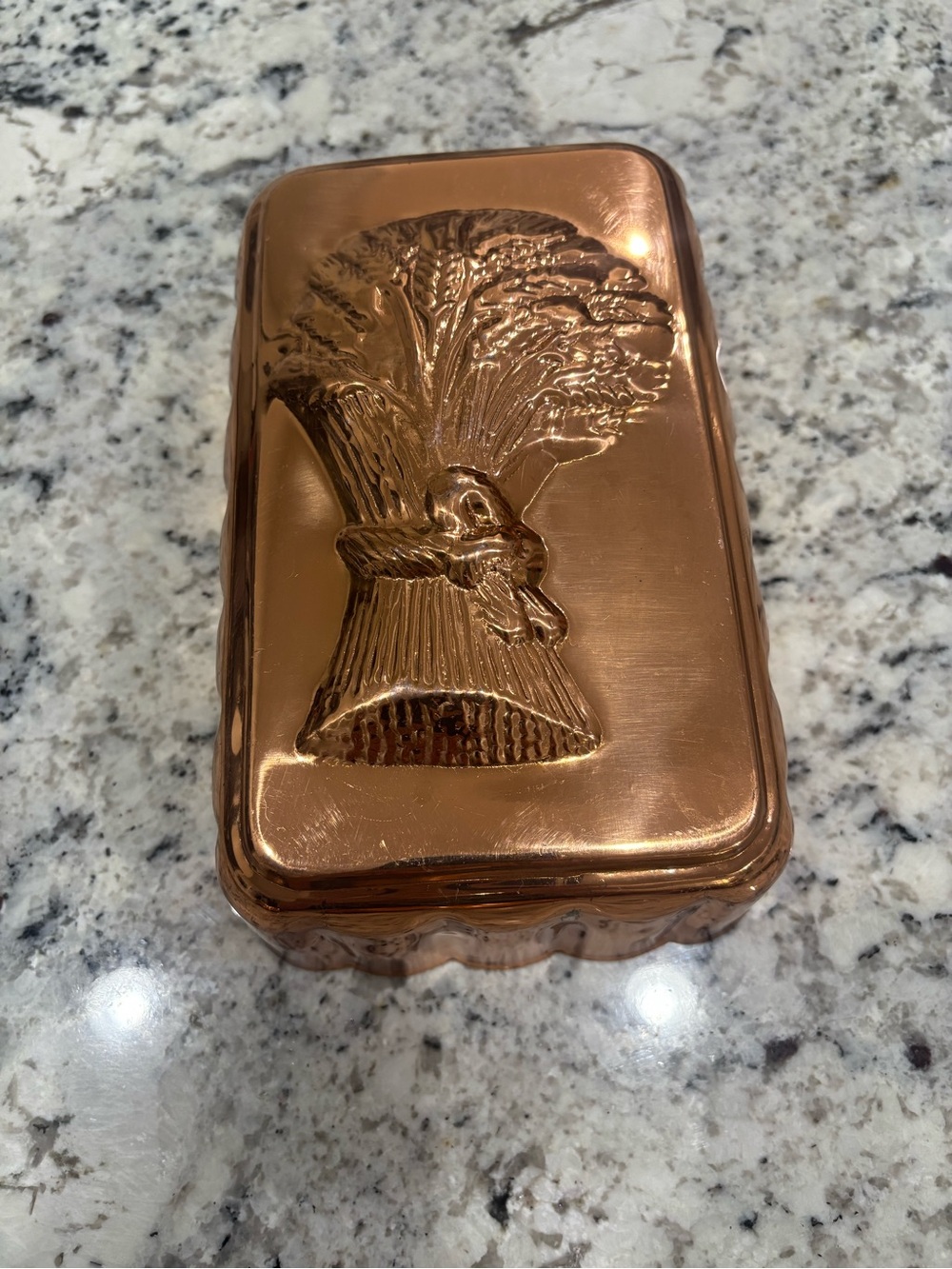 Vintage Copper Kitchen Molds Lot of 4 Cherry Pear Wheat Apple Cottagecore - Picture 3 of 15